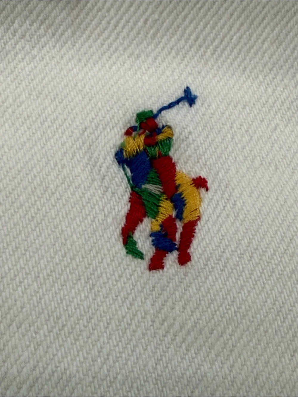 Polo Ralph Lauren The Sullivan Slim Jean – White with Multicolored Horsemen